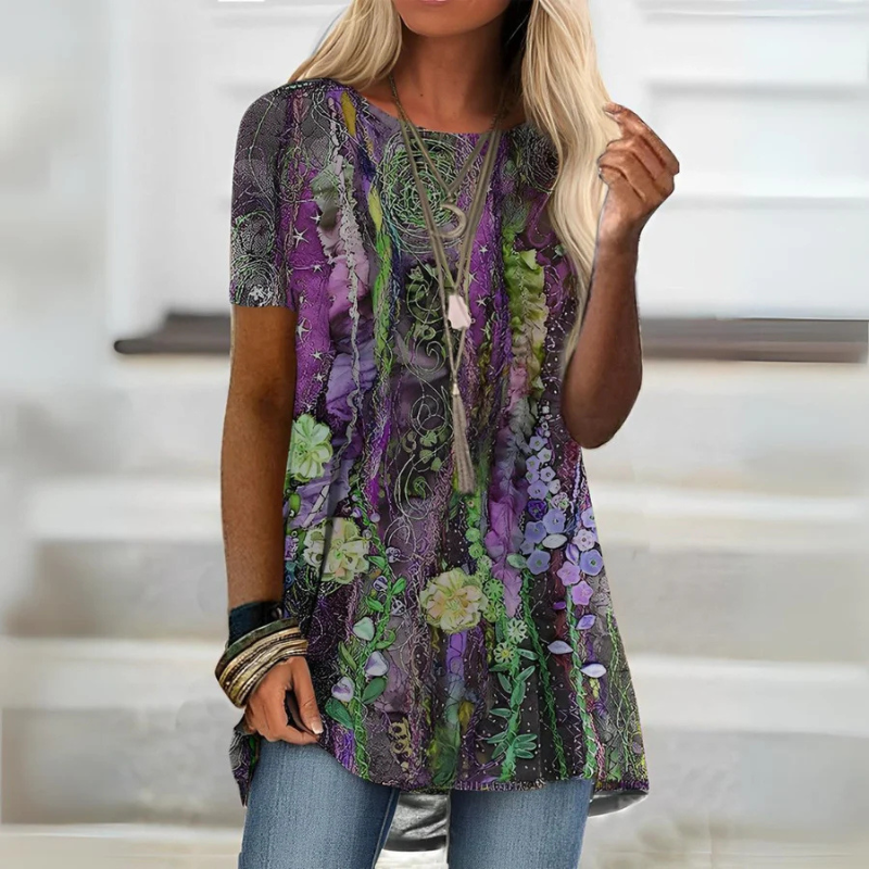 Mira Women's Blouse | Floral Print, Short Sleeves, Summer Tops for Women 1