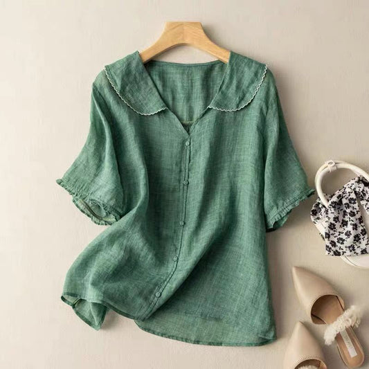 Mira Women's Blouse | Lightweight Fabric, Elegant Scalloped Design 0