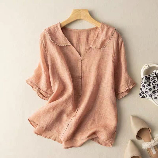 Mira Women's Blouse | Lightweight Fabric, Elegant Scalloped Design 1