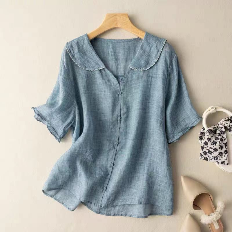 Mira Women's Blouse | Lightweight Fabric, Elegant Scalloped Design 2