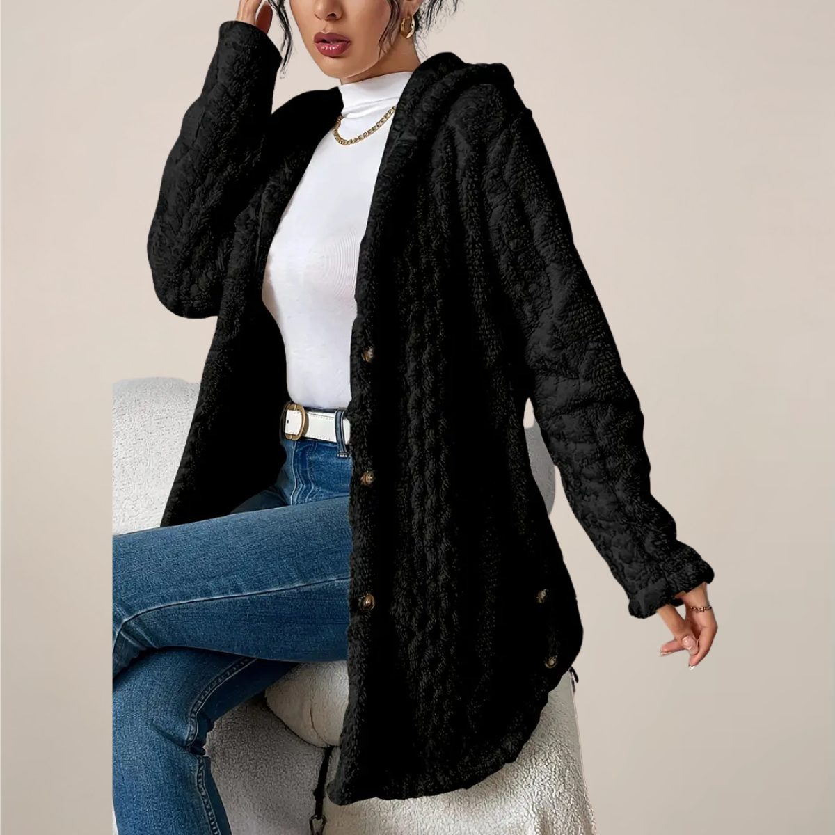 Mira Women's Hooded Cardigan | Textured Design for Spring 2
