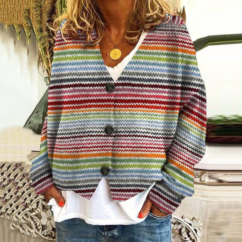 Mira Women's Long Cardigan | Cozy Multicolored Design 1