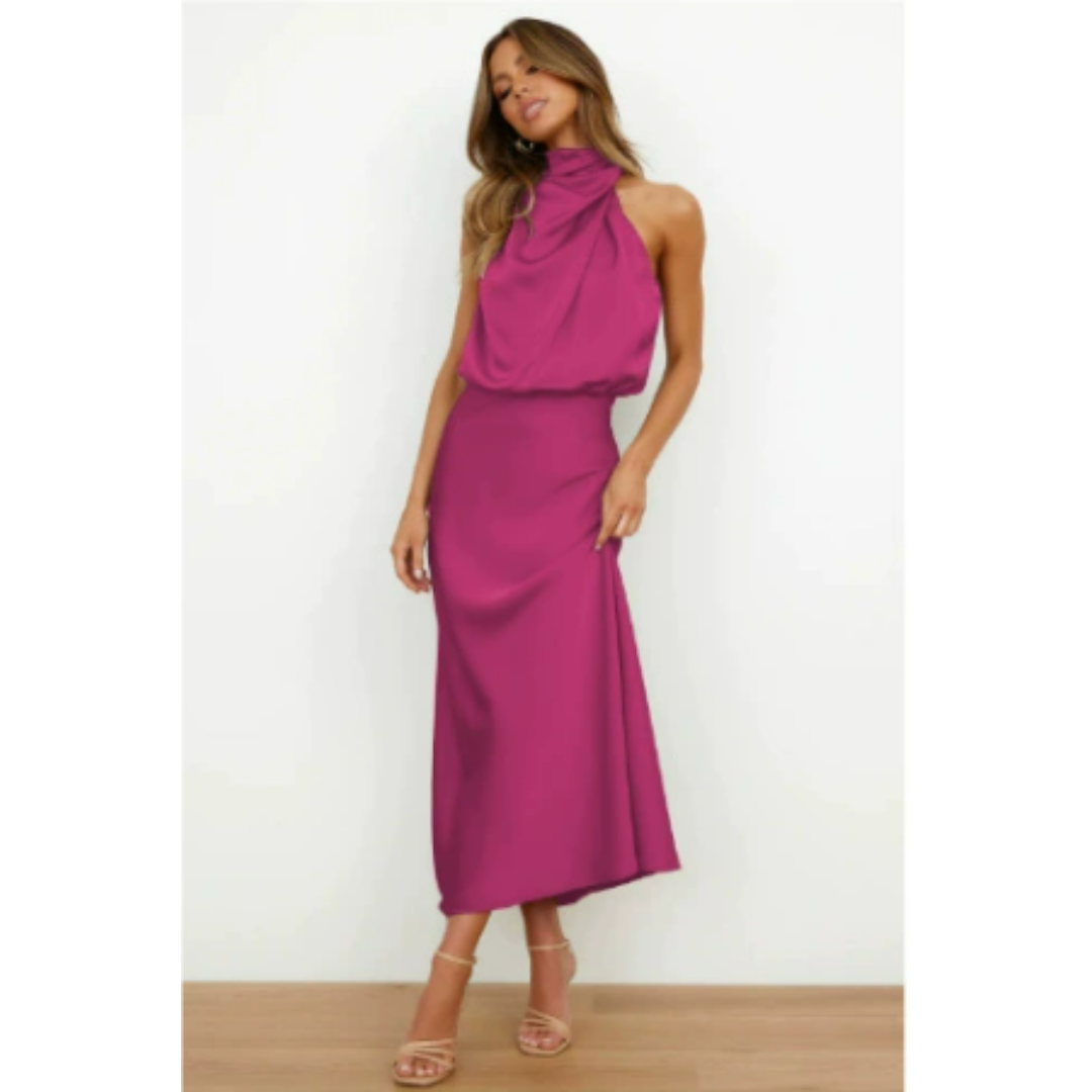 Mira Women's Midi Dress | High Neck, Elegant 0