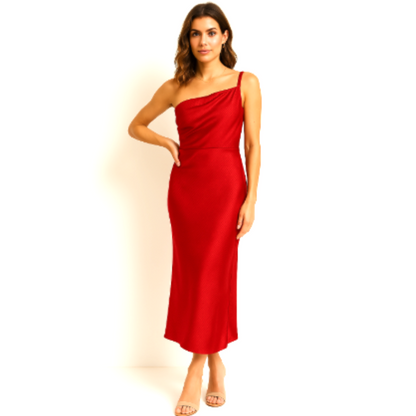 Mira Women's Midi Dress | One-Shoulder Elegance 9