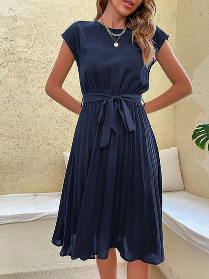 Mira Women's Midi Dress | Pleated Design, Short Sleeves, Summer Style 5