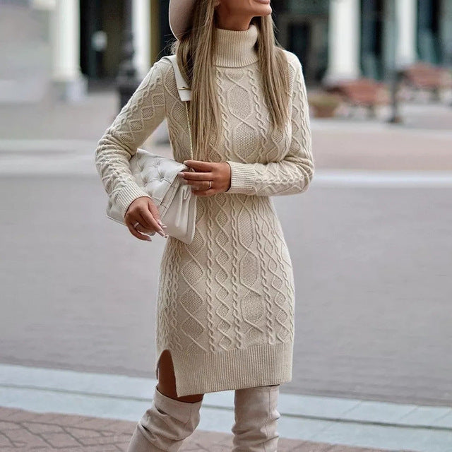 Mira Women's Mini Dress | Cozy Knit, Turtleneck 2
