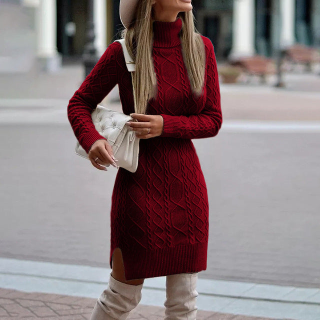 Mira Women's Mini Dress | Cozy Knit, Turtleneck 4