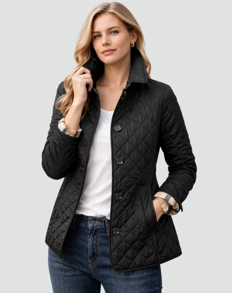 Mira Women's Quilted Mid-Season Jacket | Regular Fit, Button Closure 0