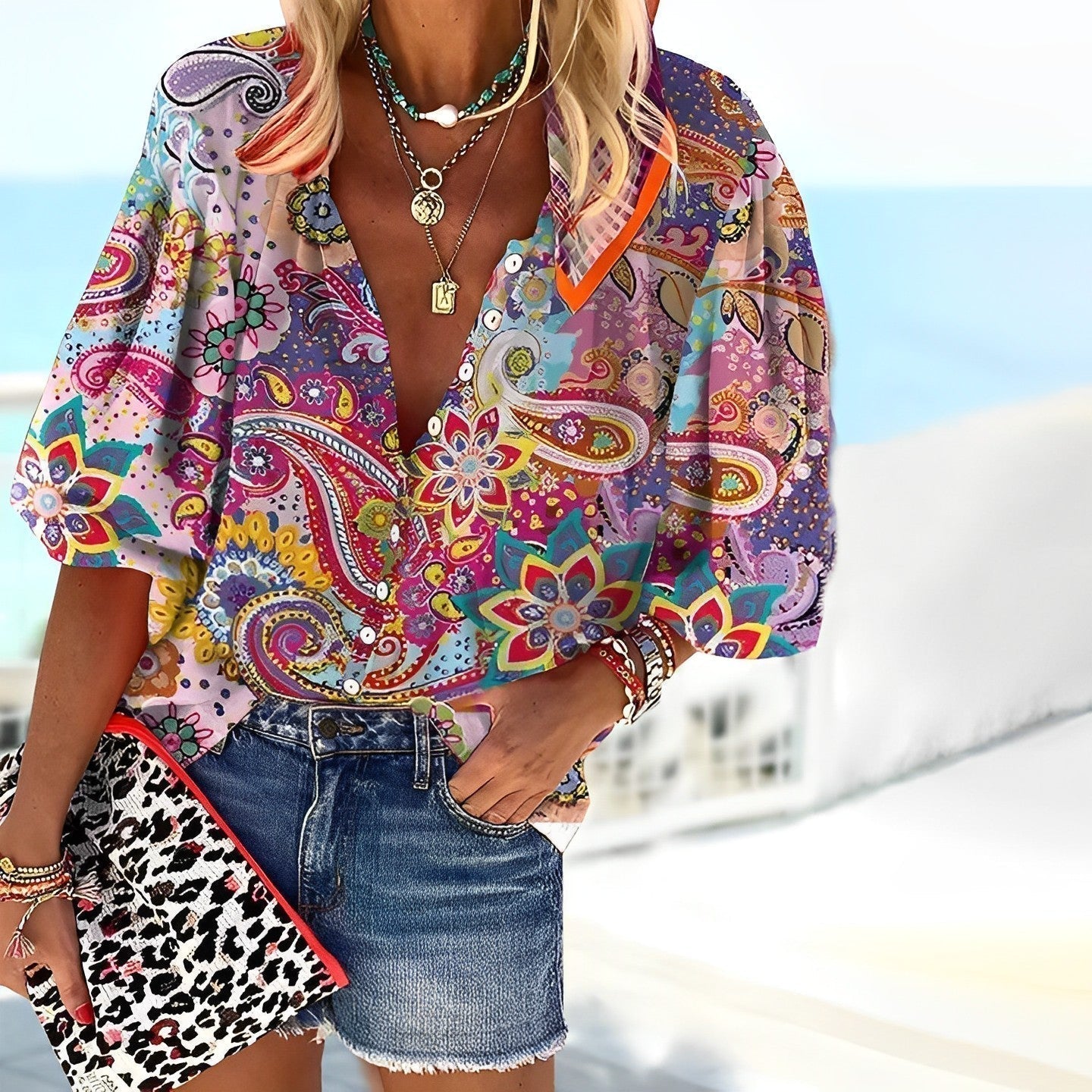 Mira Women's Shirt | Mandala Print, Casual Style 0