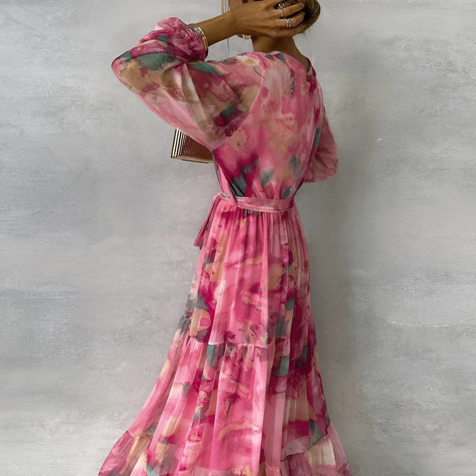 Mira Women's Summer Dress | Pleated Cotton Blend, Floral Print 4