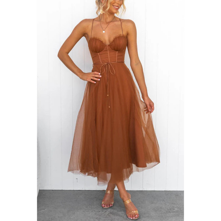 Mira Women's Summer Midi Dress | Spaghetti Straps, Flattering Silhouette 2