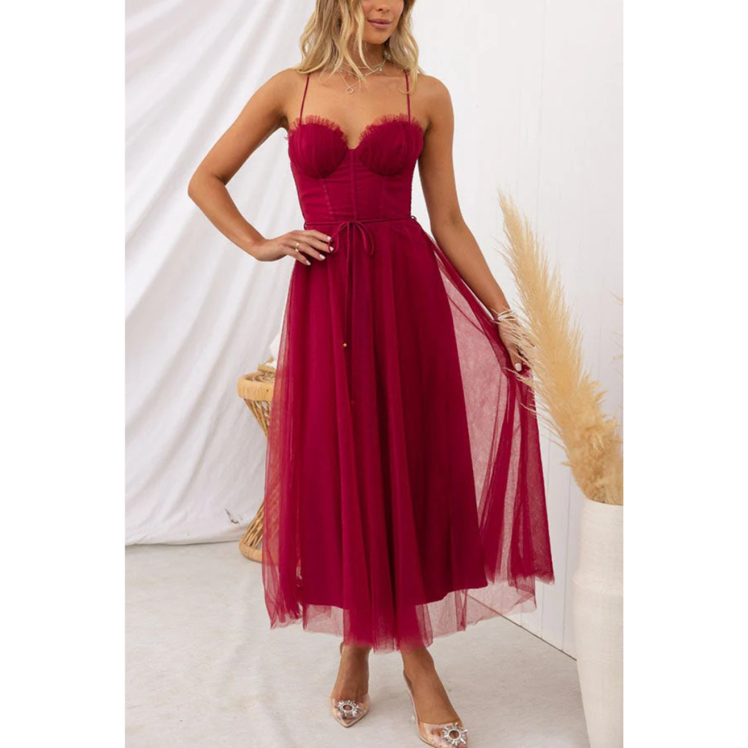 Mira Women's Summer Midi Dress | Spaghetti Straps, Flattering Silhouette 6