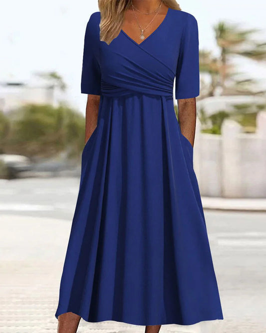 Mira Women's Summer Midi Dress | V-Neck Wrap Design, Flattering Fit 1