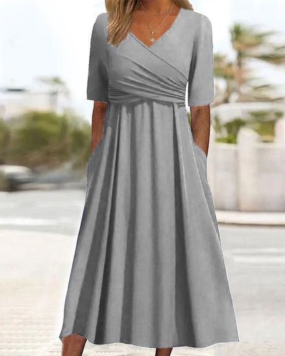 Mira Women's Summer Midi Dress | V-Neck Wrap Design, Flattering Fit 2