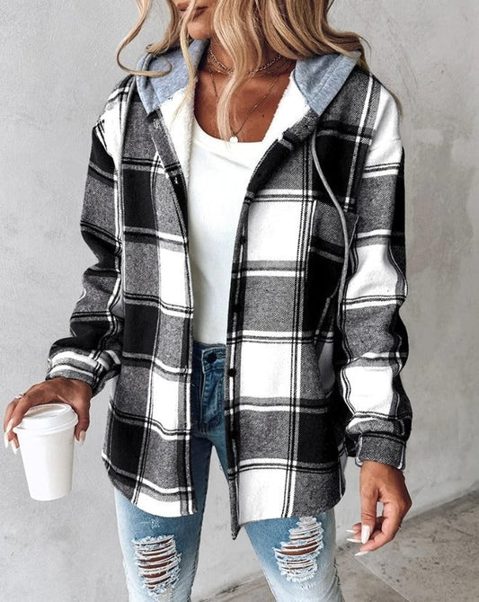 Mira Women's Winter Jacket | Checked Pattern, Warm Lining 1