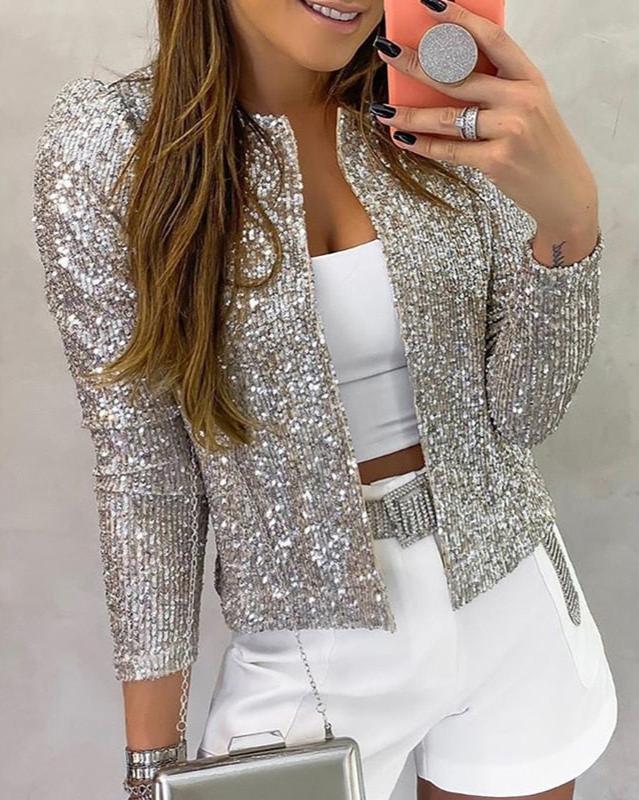 Mira Women's Winter Jacket | Glitter Detail, Versatile Open Style 3
