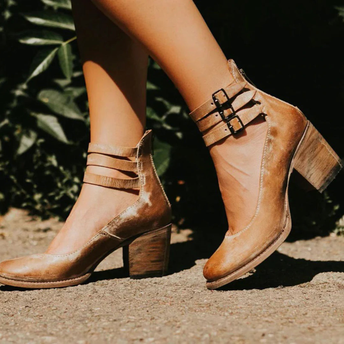 Misa Women's Ankle Boots | PU Leather, Double Buckles 2