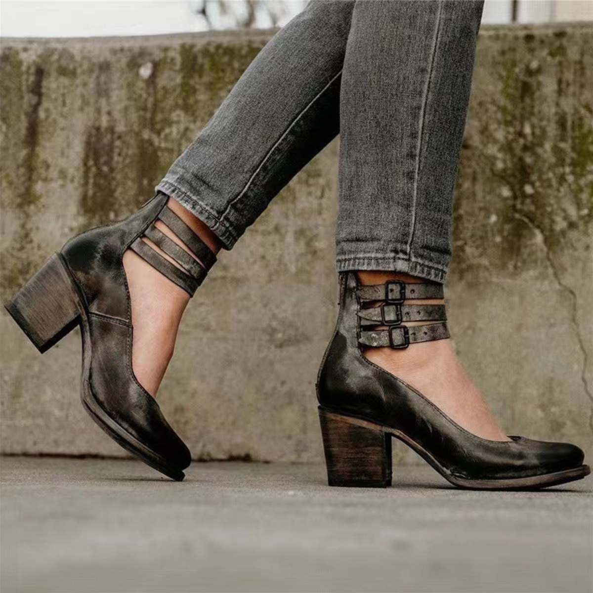 Misa Women's Ankle Boots | PU Leather, Double Buckles 4