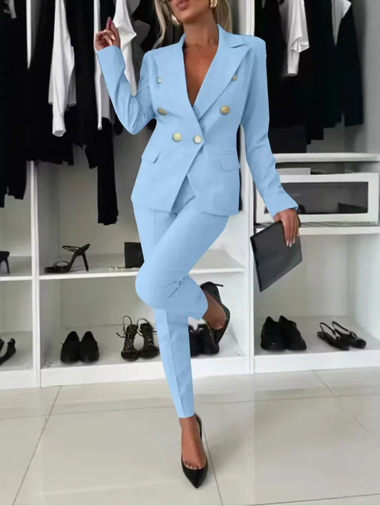 Nerina Women's Suit | Stretch Cotton, Timeless White Business Pant Suit 1