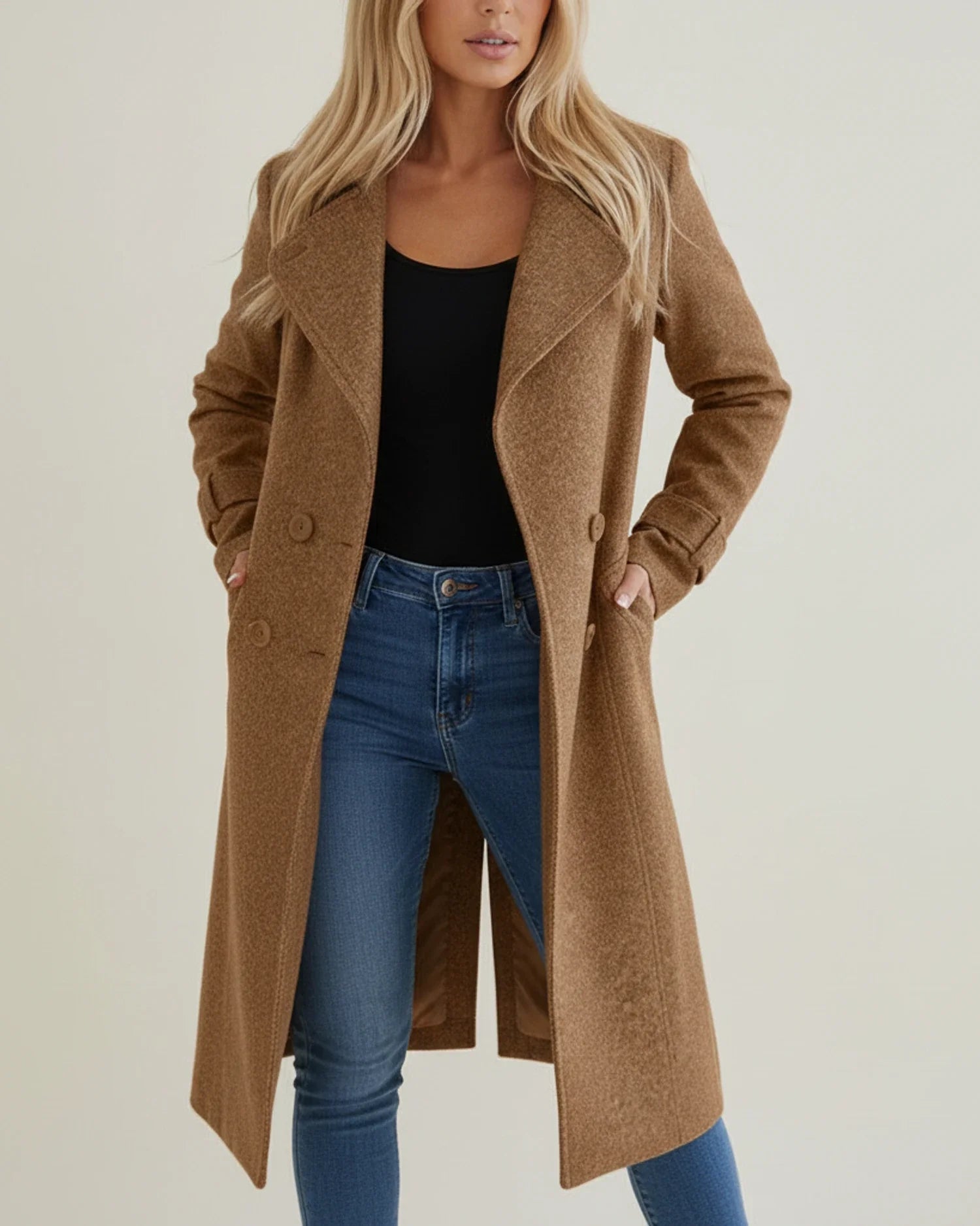 Nina Women's Long Double Breasted Coat | Elegant Winter Layer for Effortless Style 0