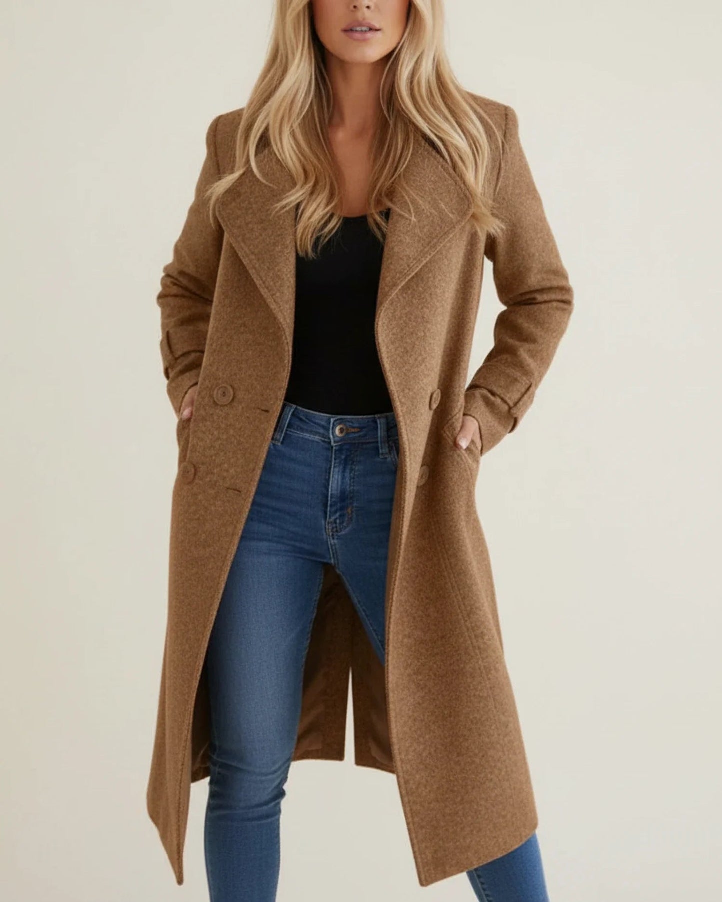 Nina Women's Long Double Breasted Coat | Elegant Winter Layer for Effortless Style 1