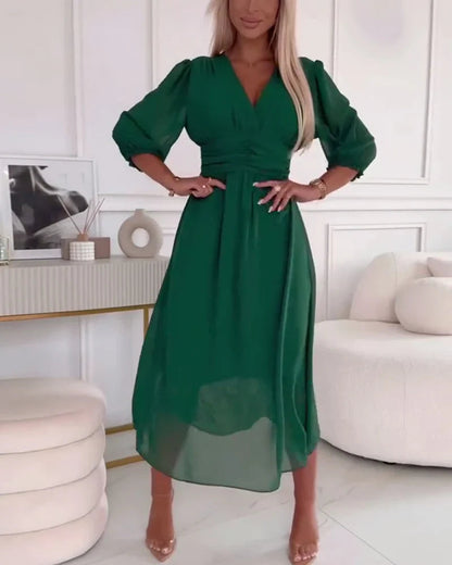 Nina Women's Summer Dress | Puff Sleeves, Casual Elegance 0