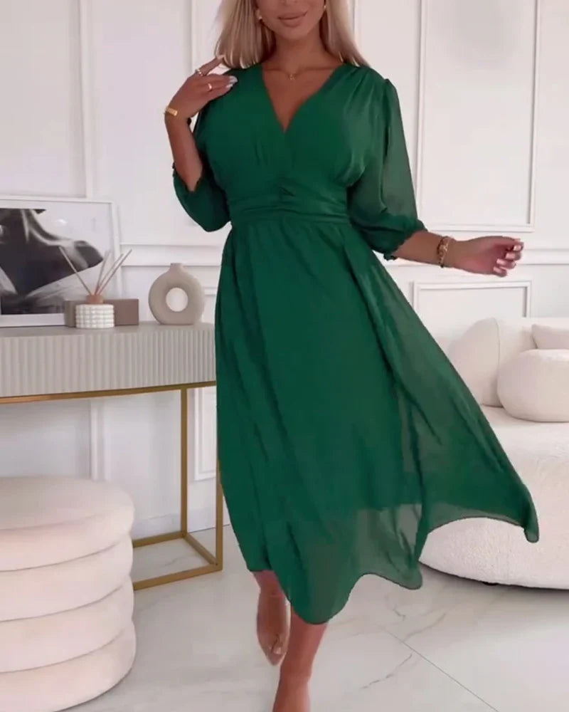Nina Women's Summer Dress | Puff Sleeves, Casual Elegance 1