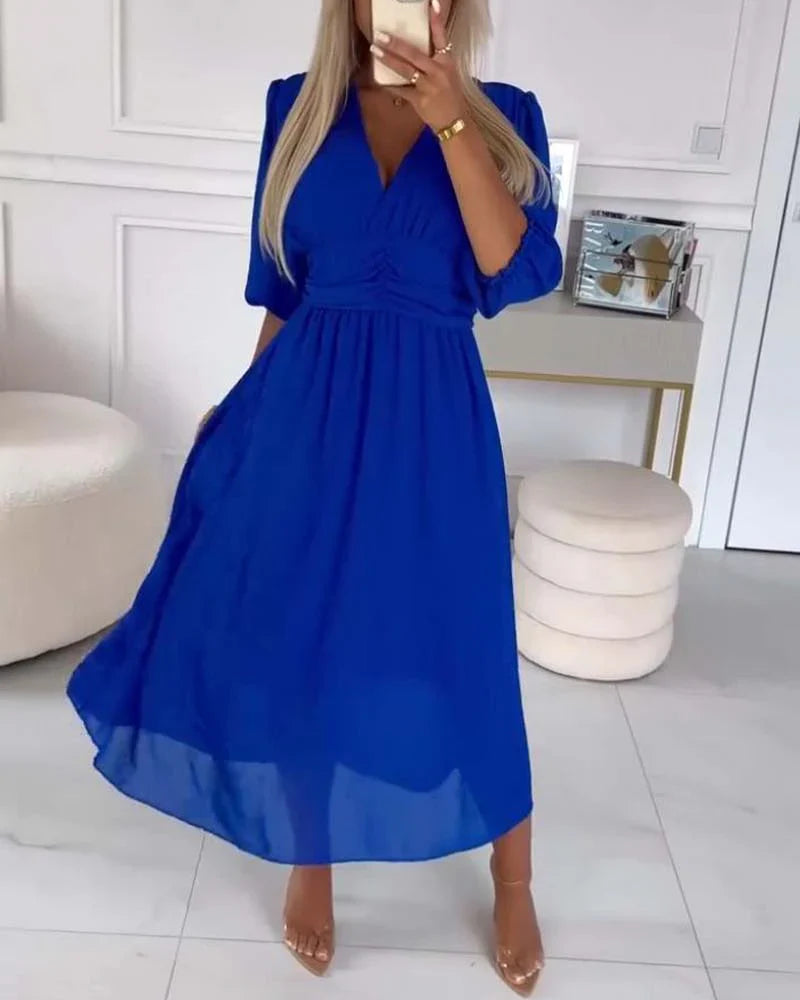 Nina Women's Summer Dress | Puff Sleeves, Casual Elegance 3