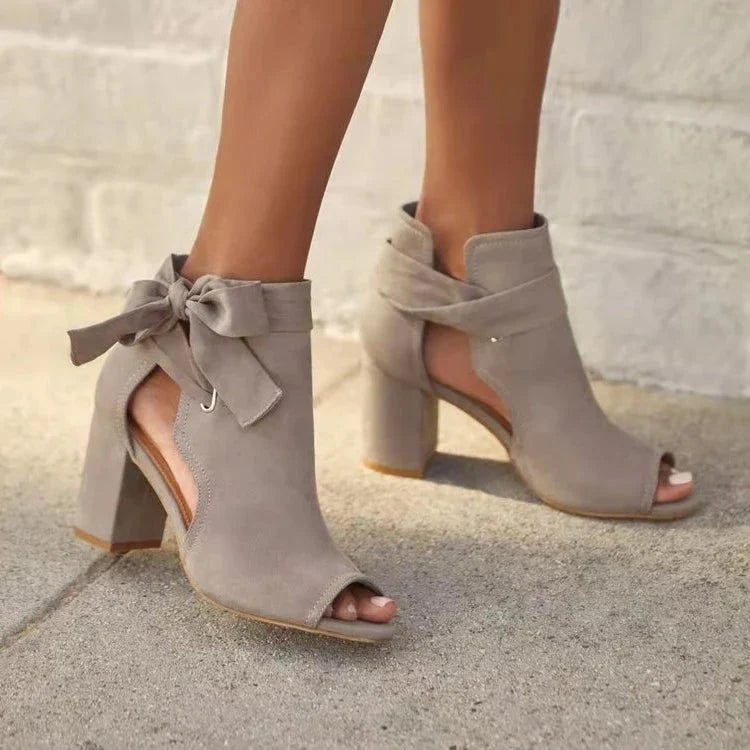 Odessah Women's Ankle Boots | Chic Tie-Up Design, Open Toe, Block Heel 2