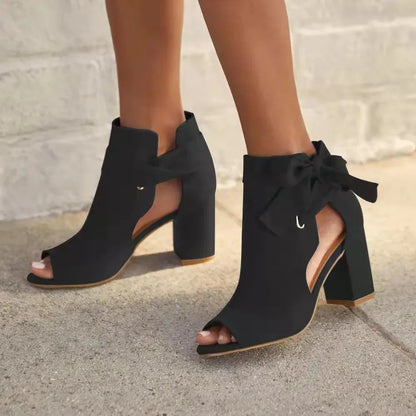 Odessah Women's Ankle Boots | Chic Tie-Up Design, Open Toe, Block Heel 4