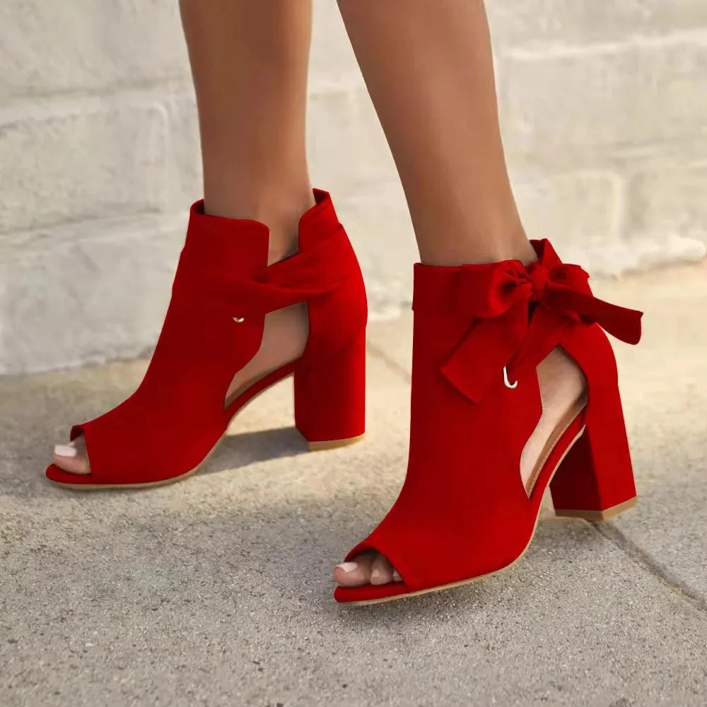 Odessah Women's Ankle Boots | Chic Tie-Up Design, Open Toe, Block Heel 5