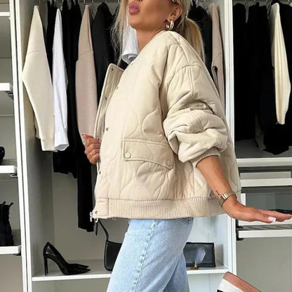 Olina Women's Bomber Jacket | Oversized Padded Fit, Lined Comfort 1