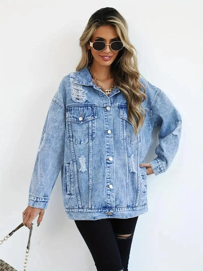 Olivia Women's Denim Jacket | Oversized Fit, Snap Button Closure 6