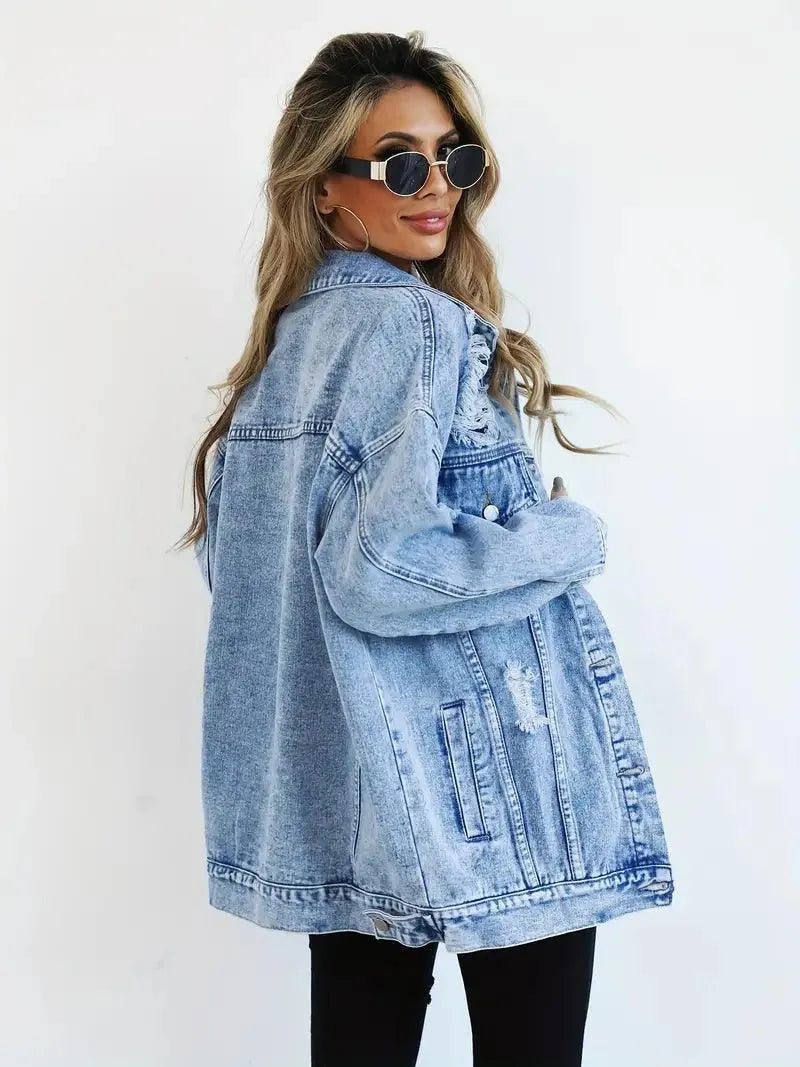 Olivia Women's Denim Jacket | Oversized Fit, Snap Button Closure 7
