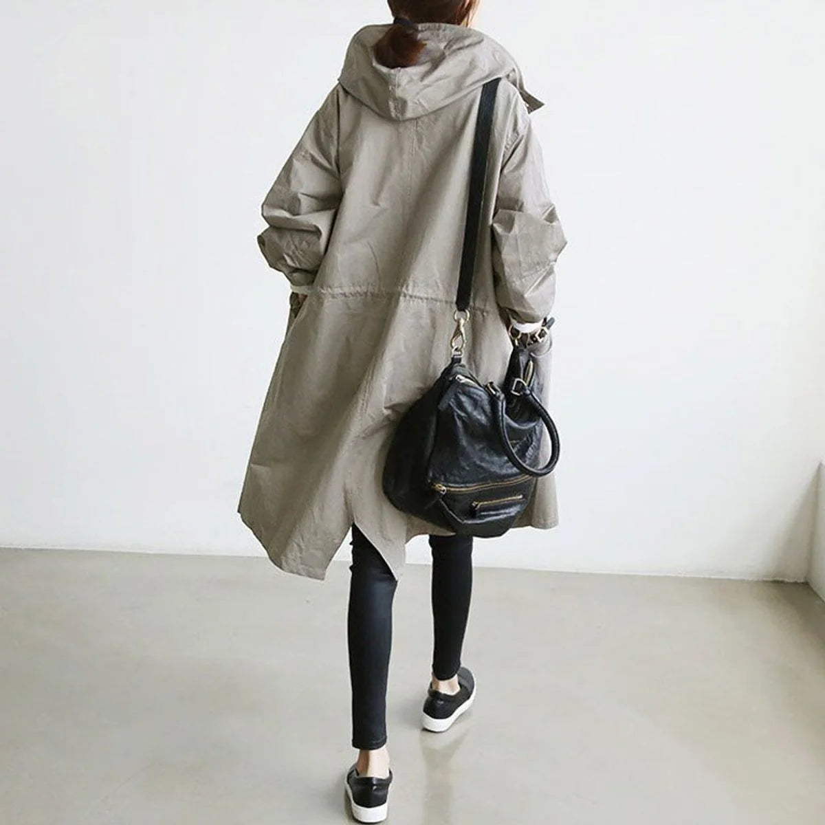 Olwen Women's Midi Trench Coat | Oversized Relaxed Fit with Hood 3