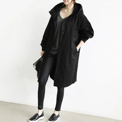 Olwen Women's Midi Trench Coat | Oversized Relaxed Fit with Hood 4