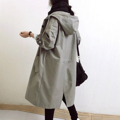 Olwen Women's Midi Trench Coat | Oversized Relaxed Fit with Hood 5