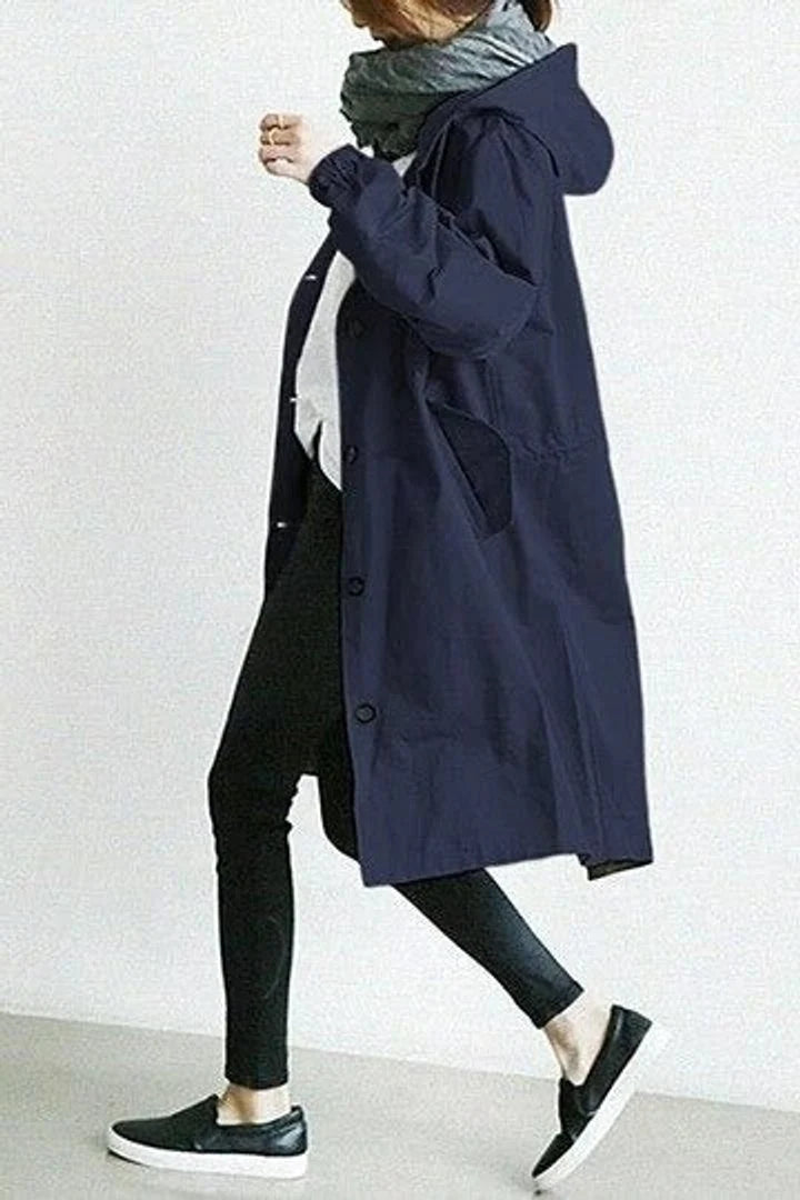 Olwen Women's Midi Trench Coat | Oversized Relaxed Fit with Hood 6