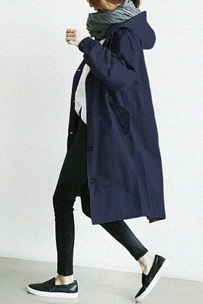 Olwen Women's Midi Trench Coat | Oversized Relaxed Fit with Hood 6