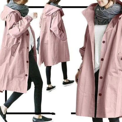 Olwen Women's Midi Trench Coat | Oversized Relaxed Fit with Hood 8