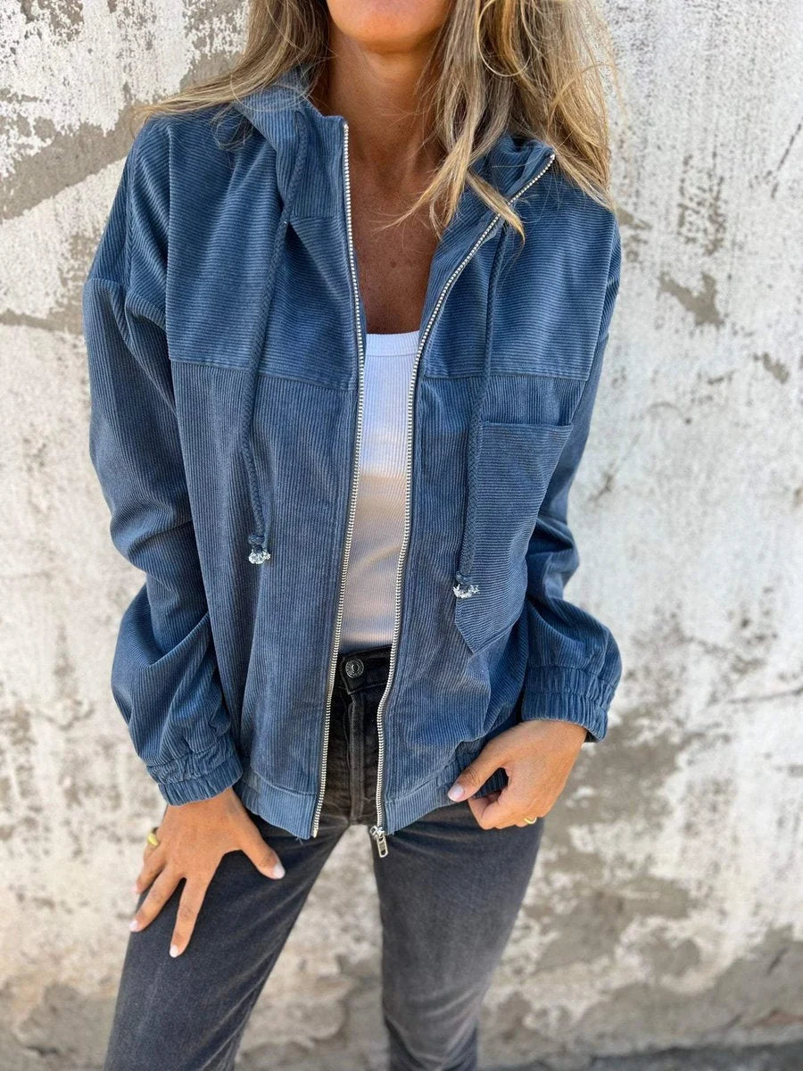 Olwen Women's Quilted Jacket | Textured Corduroy-Look, Oversized Fit 0