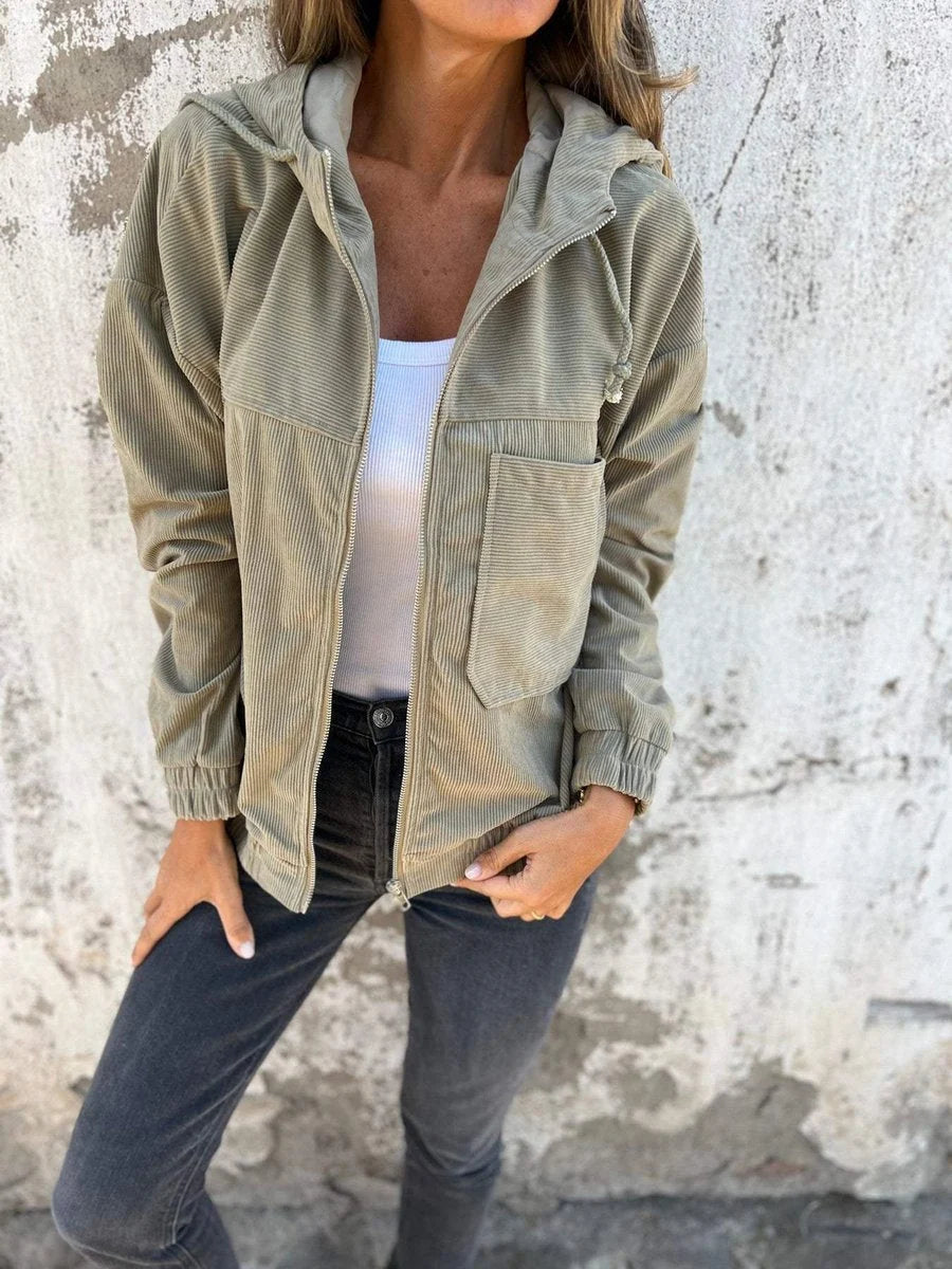 Olwen Women's Quilted Jacket | Textured Corduroy-Look, Oversized Fit 1