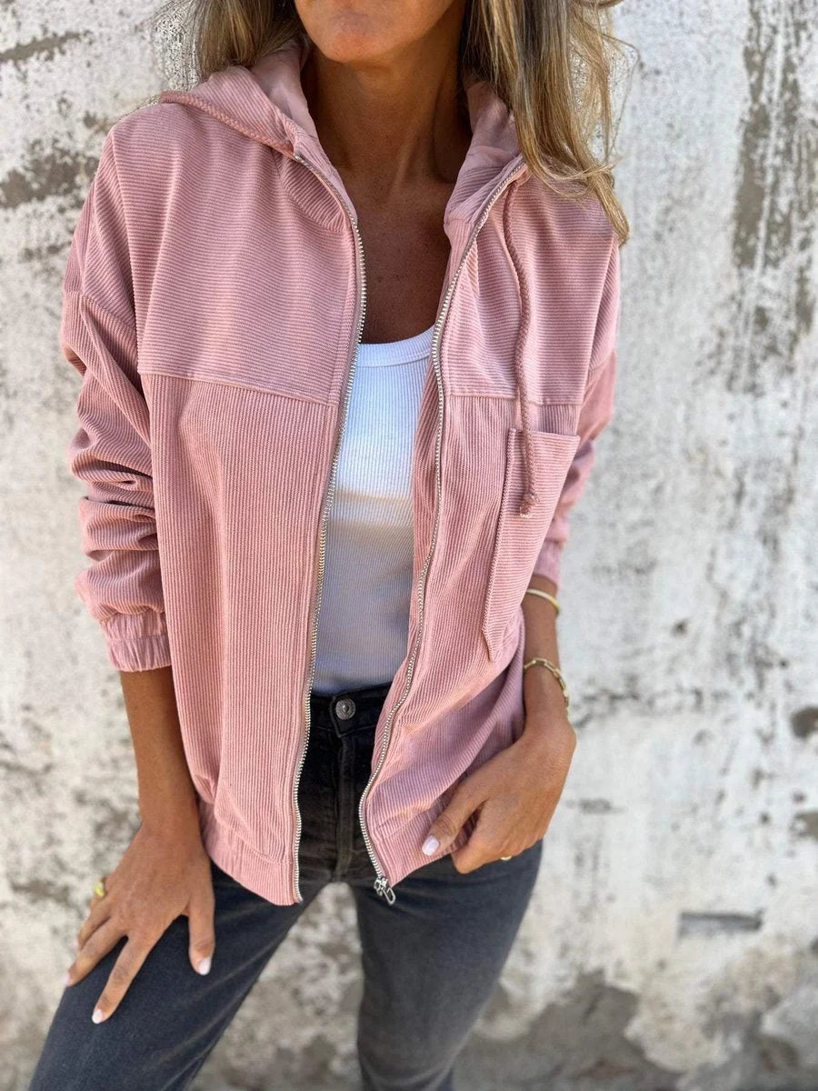 Olwen Women's Quilted Jacket | Textured Corduroy-Look, Oversized Fit 2