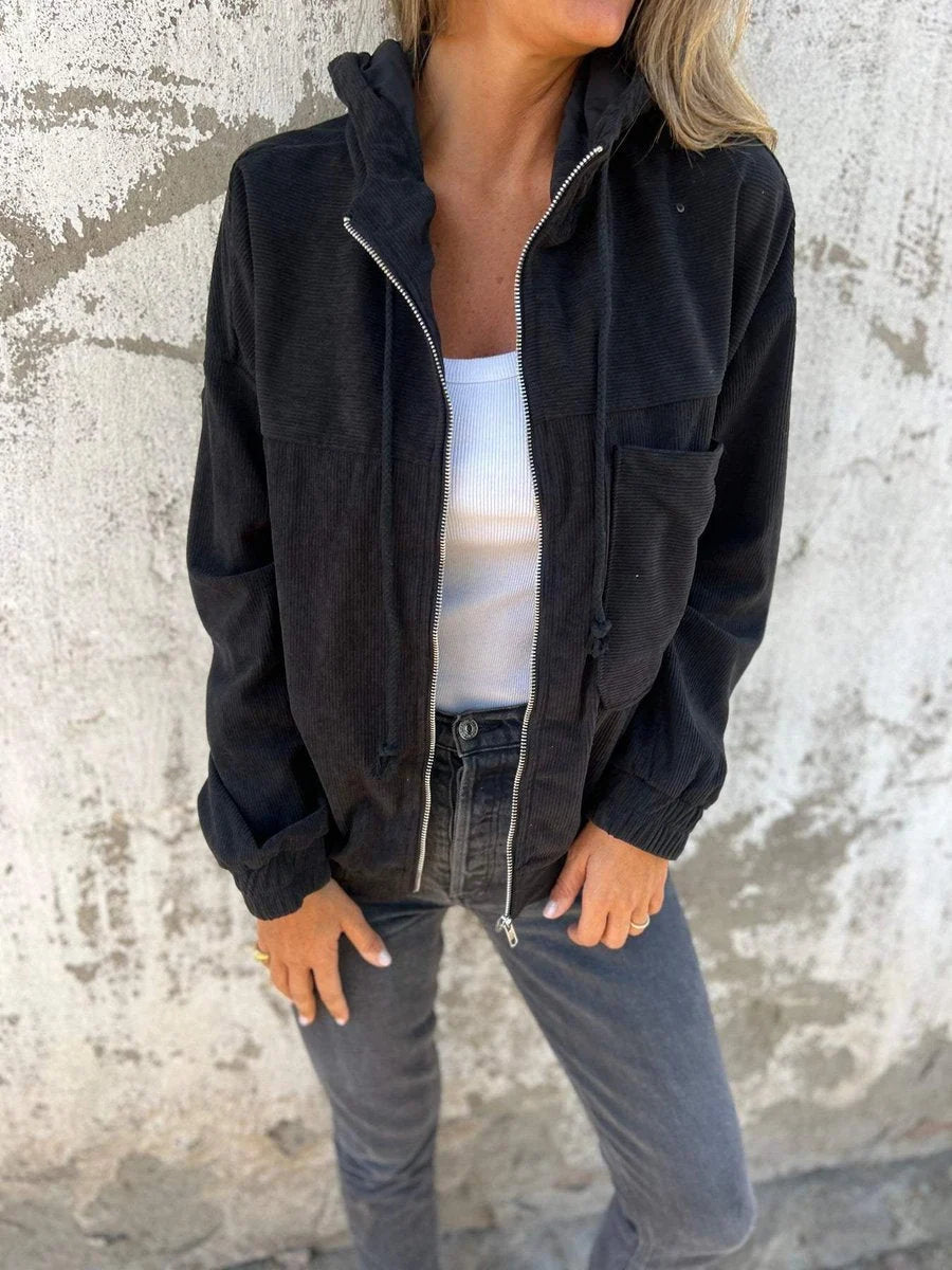 Olwen Women's Quilted Jacket | Textured Corduroy-Look, Oversized Fit 3