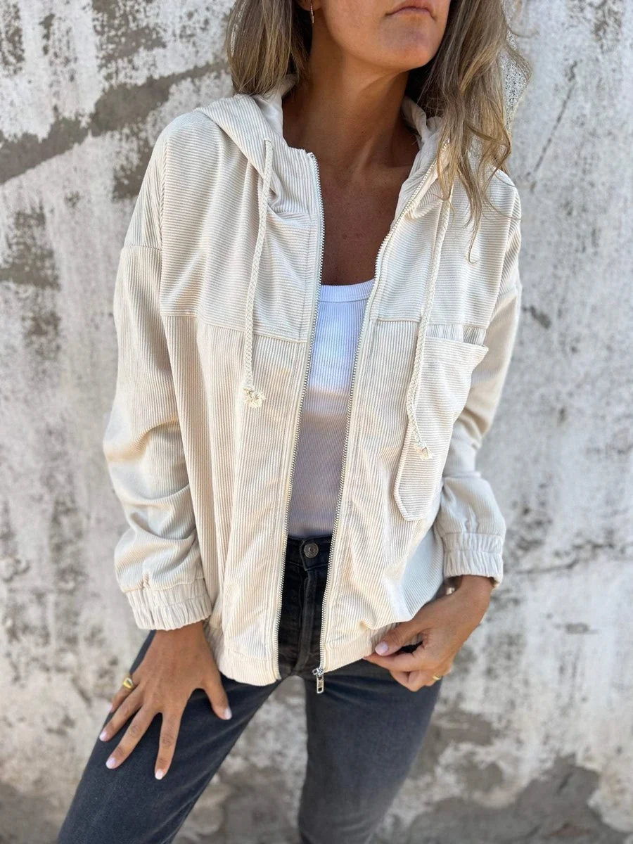 Olwen Women's Quilted Jacket | Textured Corduroy-Look, Oversized Fit 4