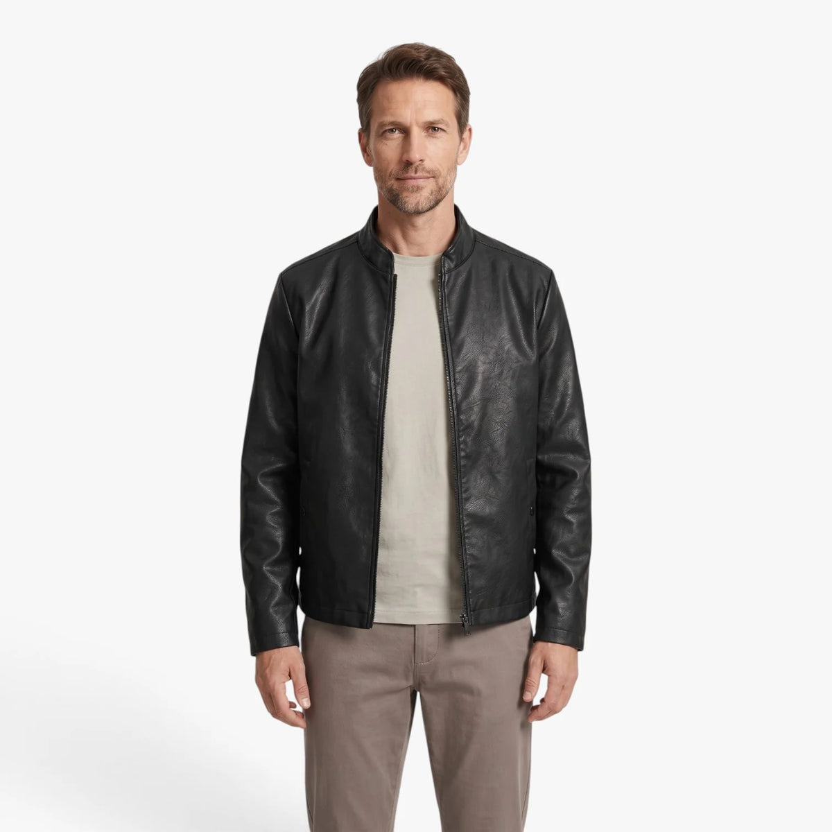 Oren Men's Bomber Jacket | Faux Leather, Minimalist Urban Style 1