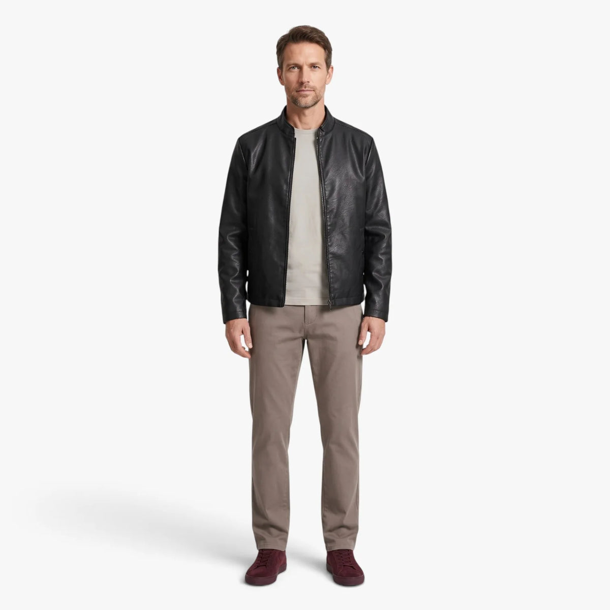 Oren Men's Bomber Jacket | Faux Leather, Minimalist Urban Style 2