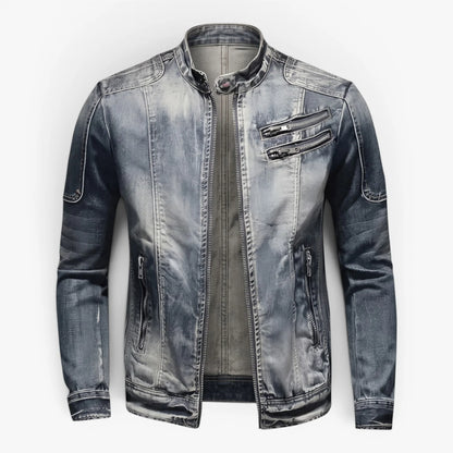Oren Men's Denim Jacket | Vintage Style, Stand-Up Collar 0