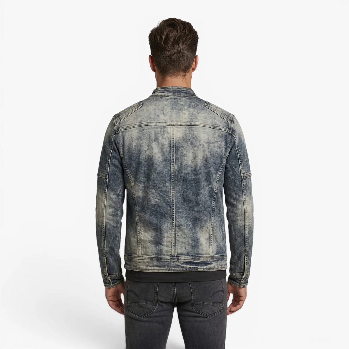 Oren Men's Denim Jacket | Vintage Style, Stand-Up Collar 3