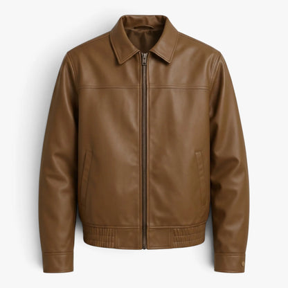 Oren Men's Jacket | Premium Leather, Classic Turn-Up Collar 0